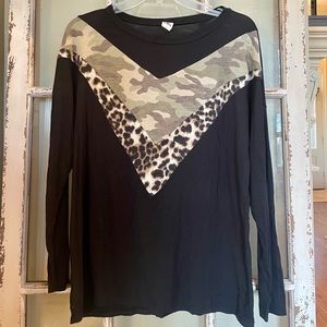 Sew in Love Camo/Leopard Print Top